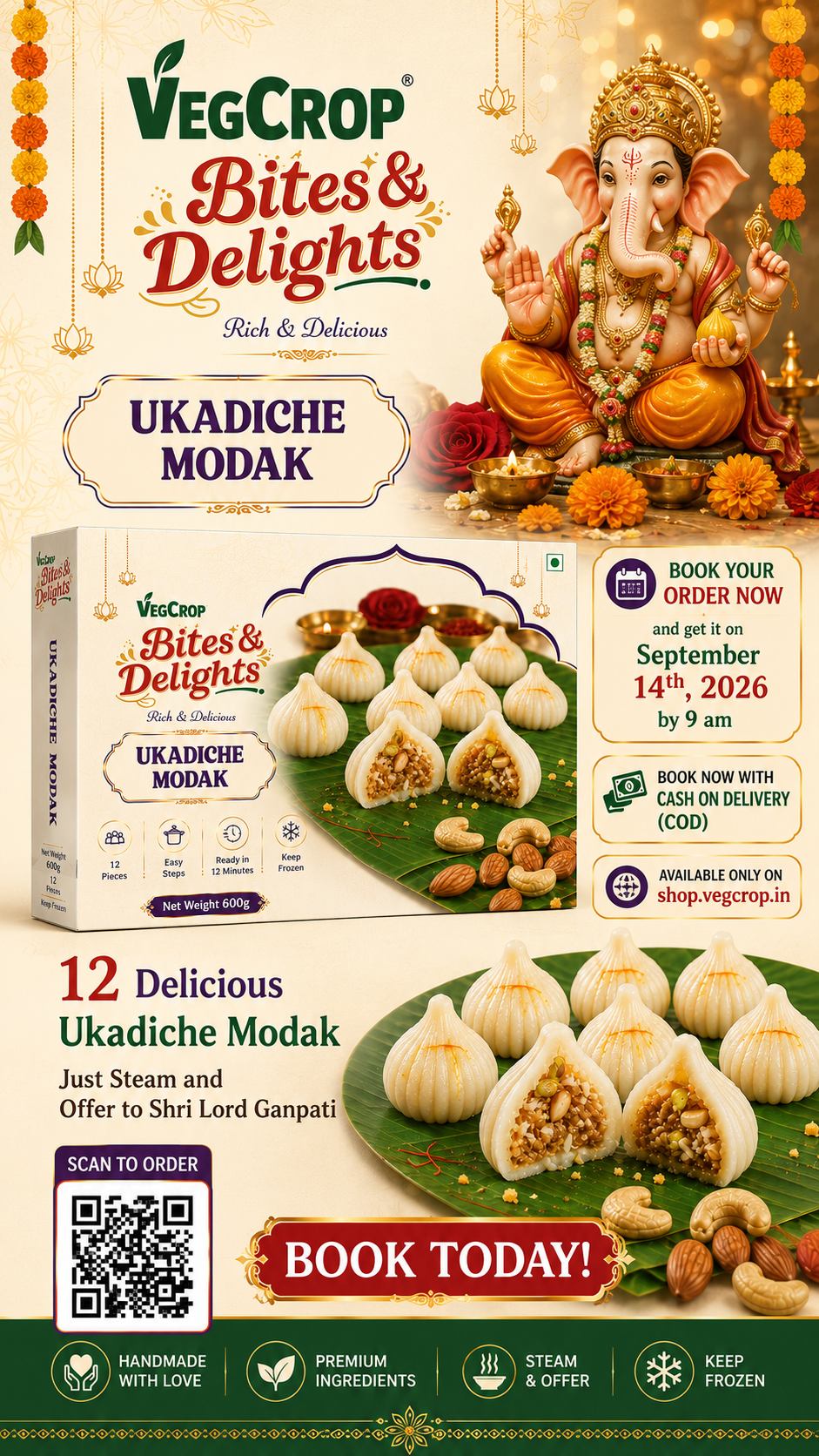 Ukadiche Modak 12 Pieces