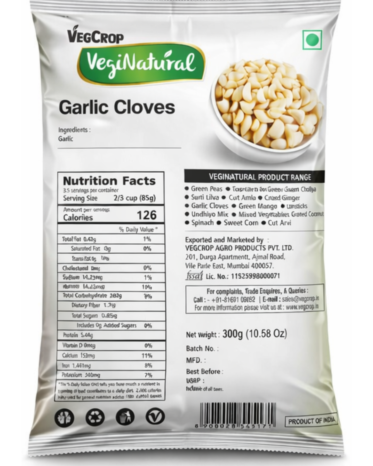 VegiNatural Garlic Clove 300g