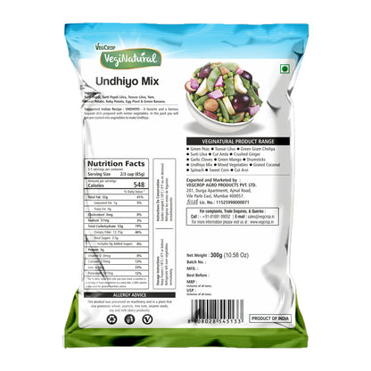 Buy Undhiyo Mix 300g Online | VegiNatural Frozen Veg Mix back cover